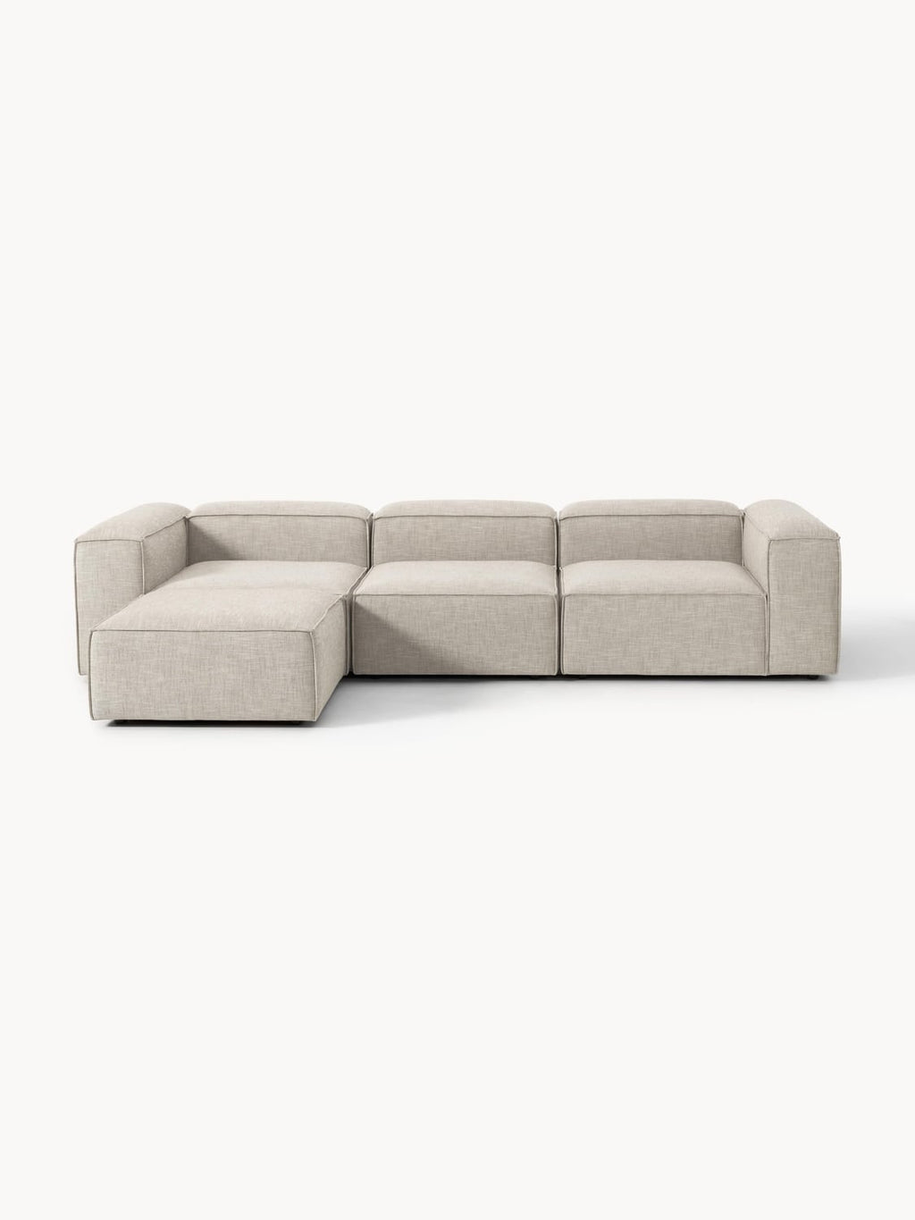 Lennon Modular Sofa (4-seater) in Linen Blend with Ottoman (left/right) — Oatmeal