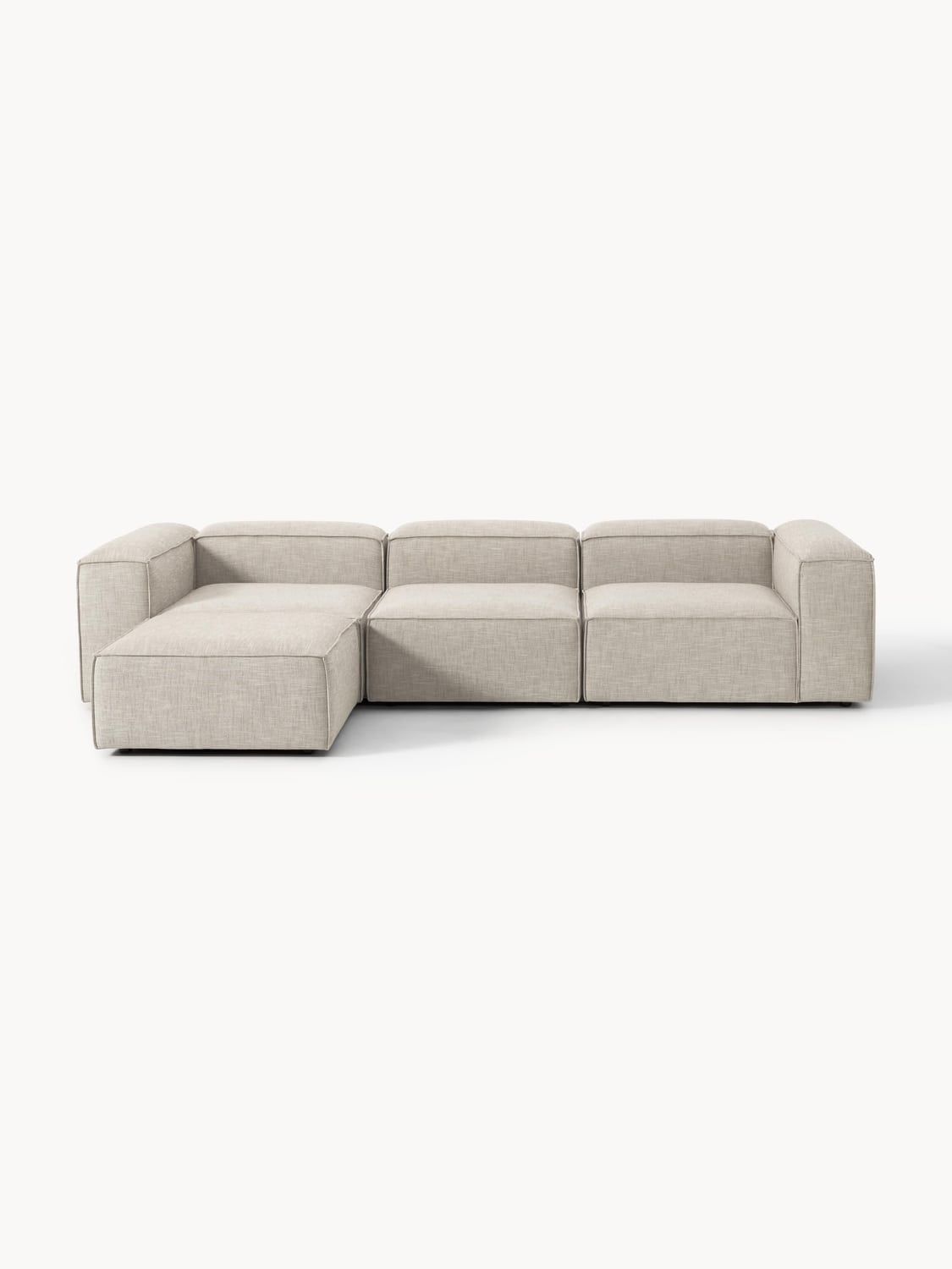 Lennon Modular Sofa (4-seater) in Linen Blend with Ottoman (left/right) — Oatmeal