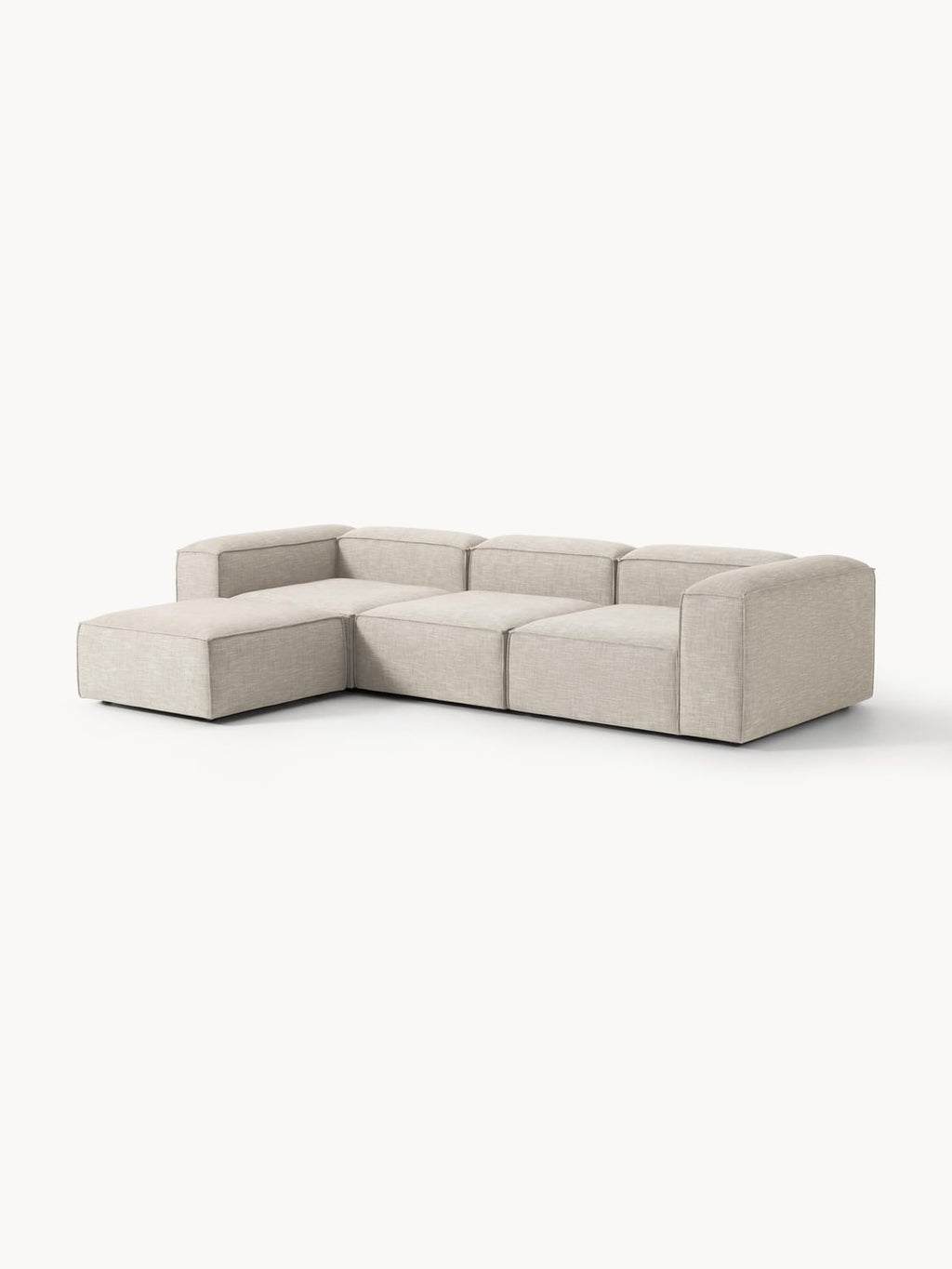 Lennon Modular Sofa (4-seater) in Linen Blend with Ottoman (left/right) — Oatmeal