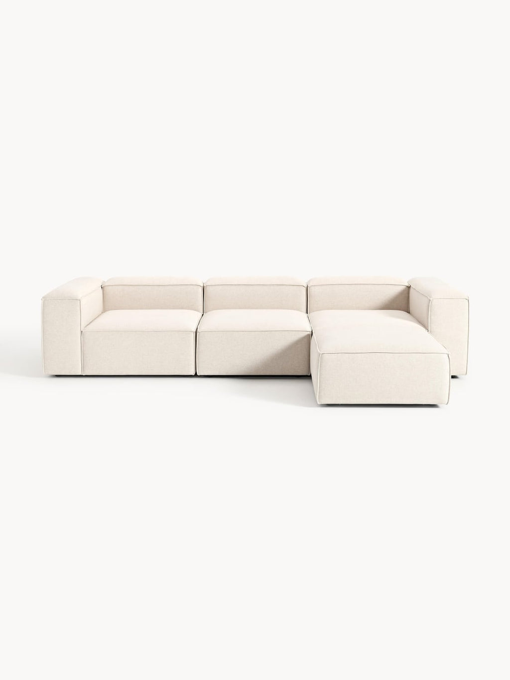 Lennon Modular Sofa (4-seater) in Linen Blend with Ottoman (left/right) — Off-White