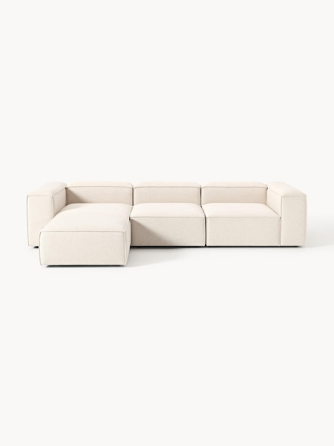 Lennon Modular Sofa (4-seater) in Linen Blend with Ottoman (left/right) — Off-White
