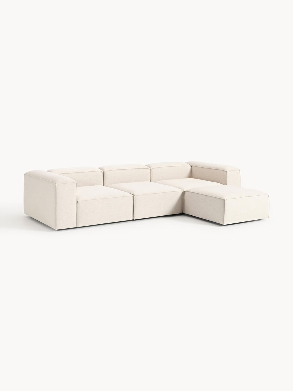 Lennon Modular Sofa (4-seater) in Linen Blend with Ottoman (left/right) — Off-White