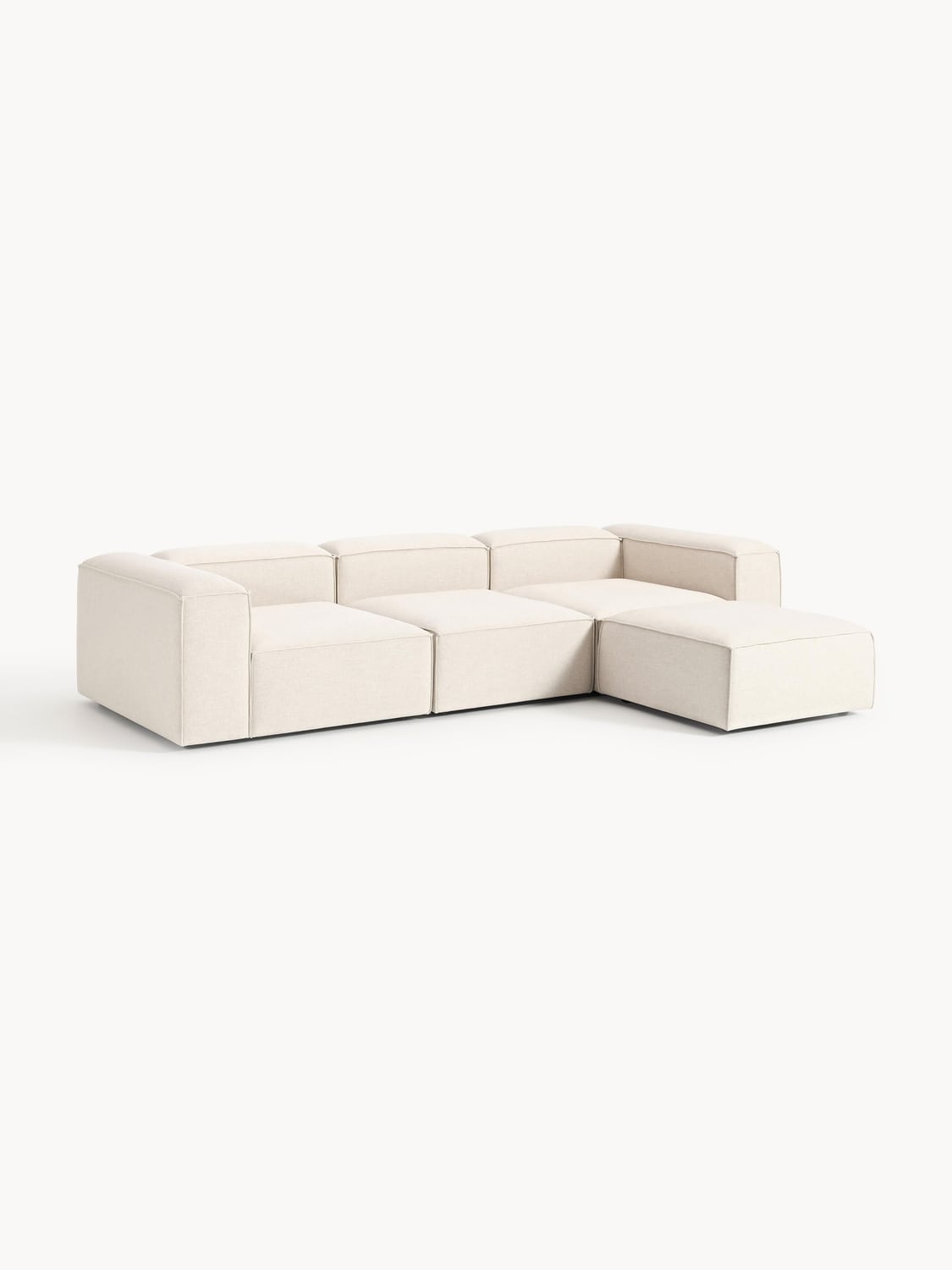 Lennon Modular Sofa (4-seater) in Linen Blend with Ottoman (left/right) — Off-White