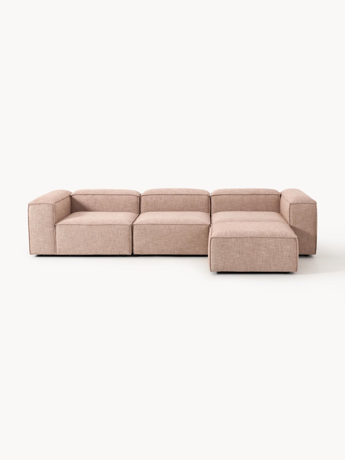 Lennon Modular Sofa (4-seater) in Linen Blend with Ottoman (left/right) — Pink