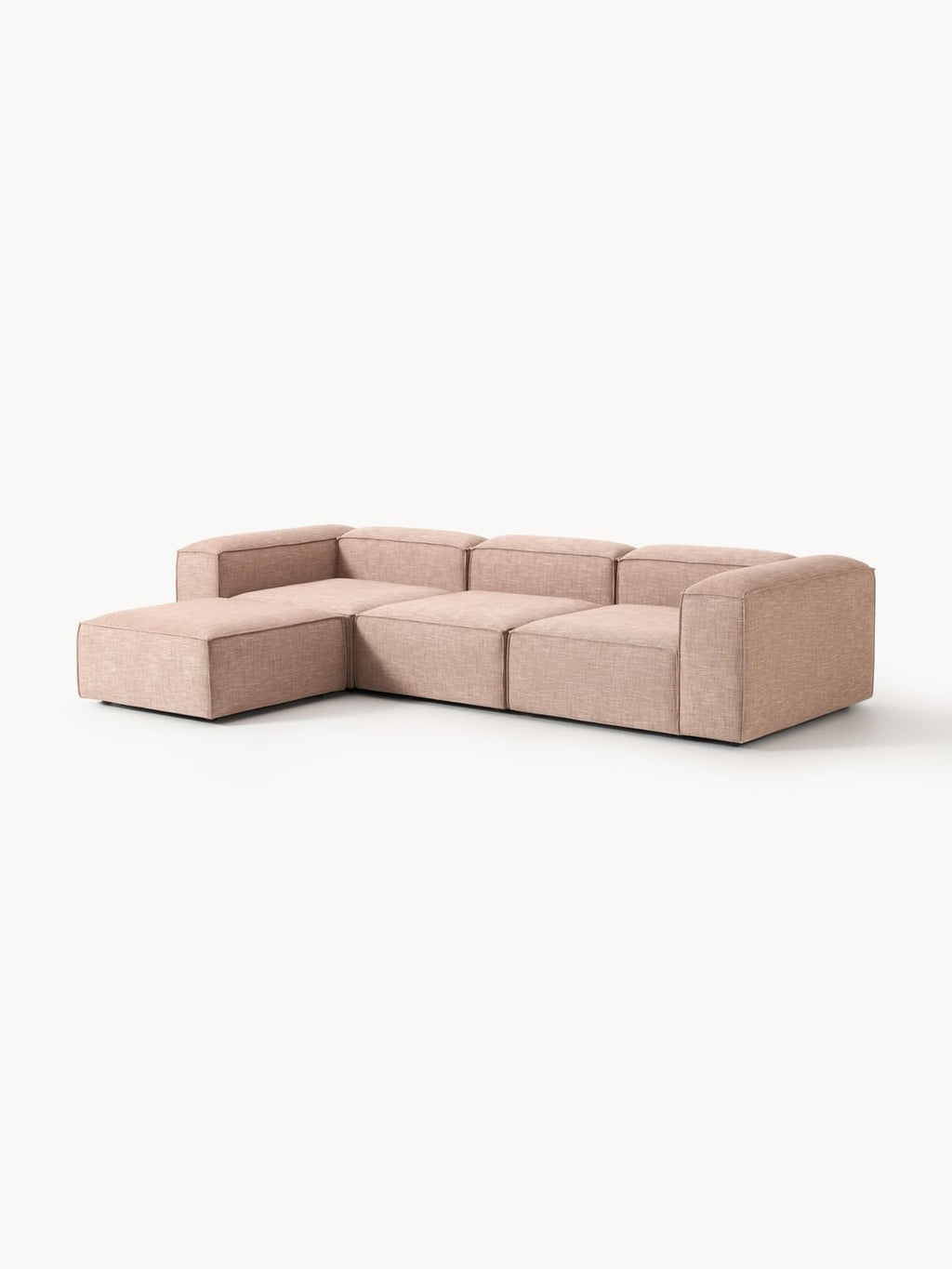 Lennon Modular Sofa (4-seater) in Linen Blend with Ottoman (left/right) — Pink