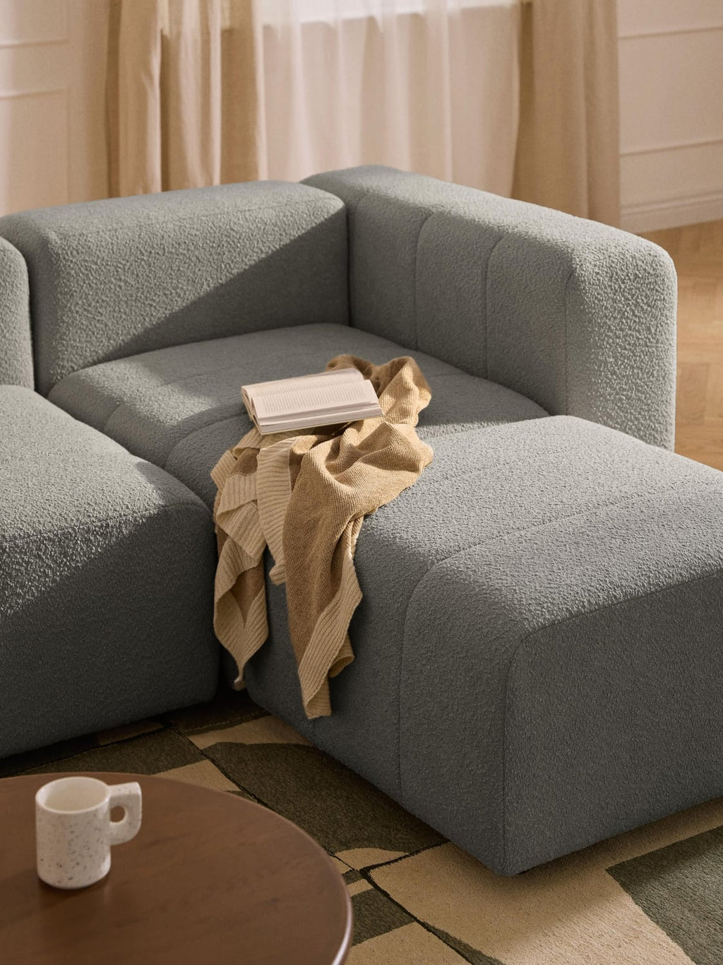 Lena Bouclé Corner Module — Dark Grey