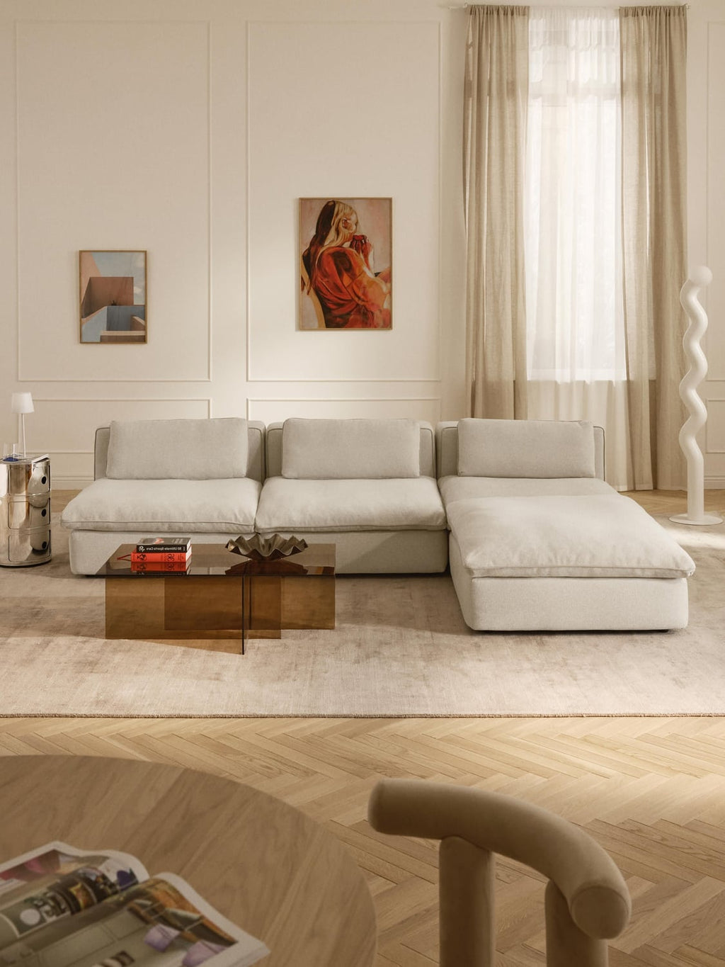 Felix Modular Sofa with Ottoman (left/right) — Light Grey