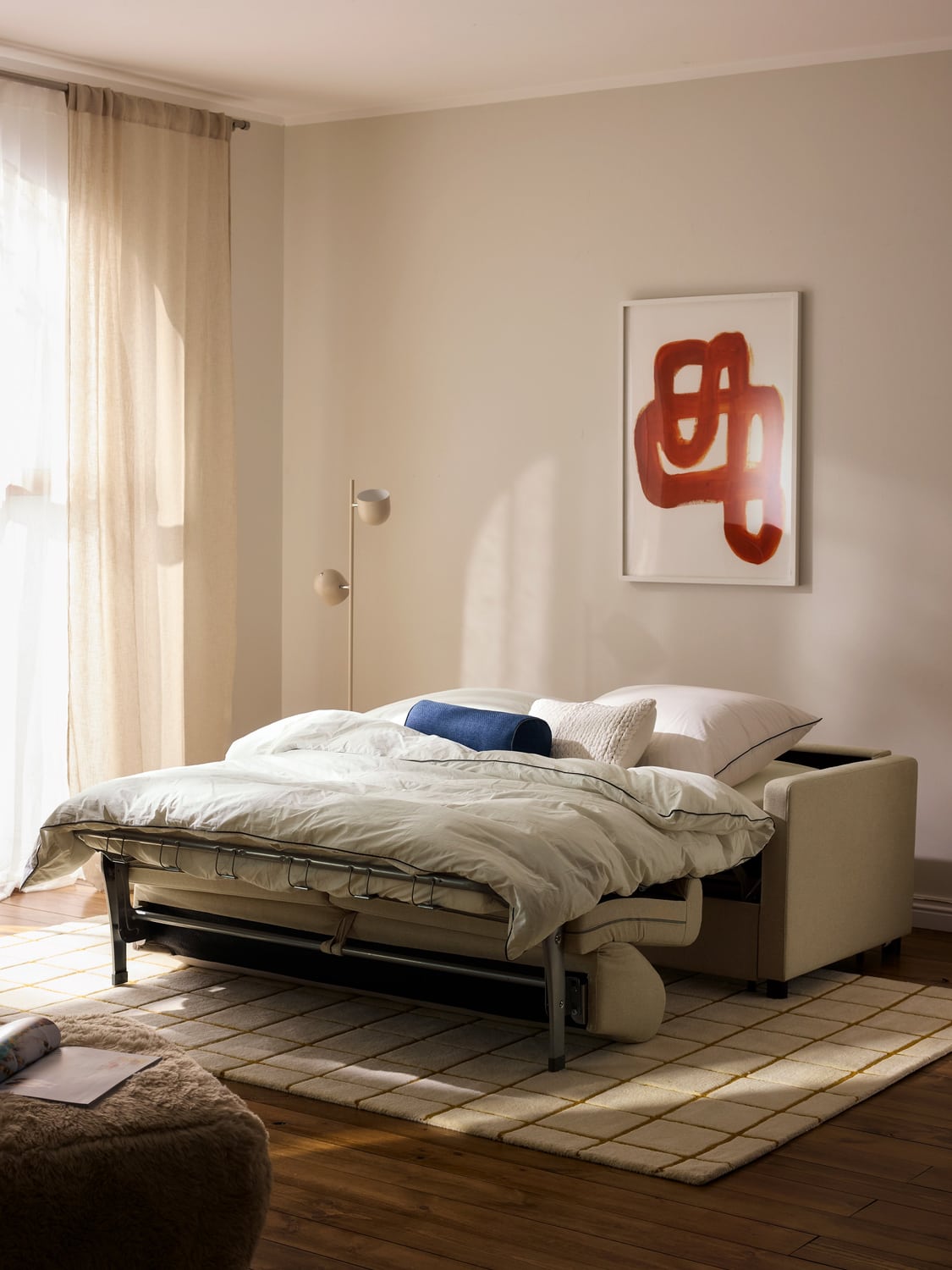 Morgan Sofa Bed with Mattress (2-seater) — Off-White