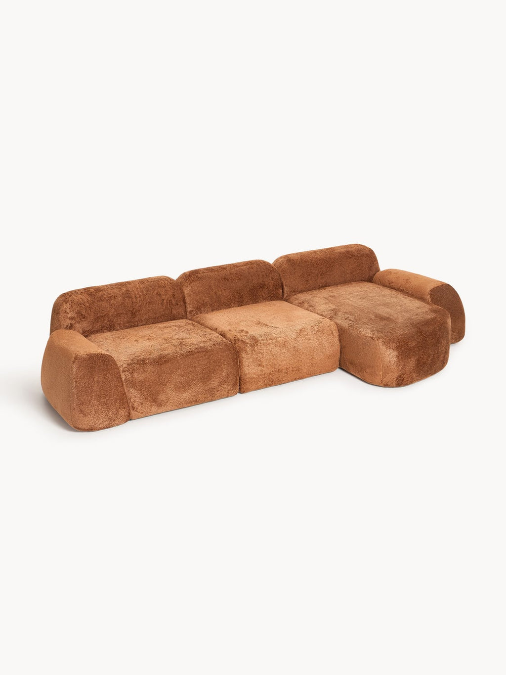 Wolke Modular Teddy Bouclé Corner Sofa (4-seater) — Camel