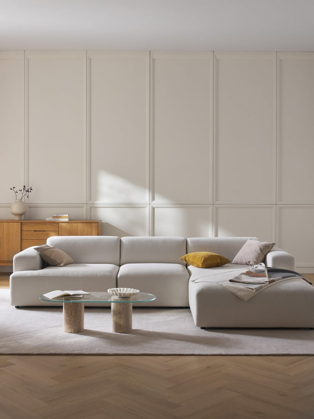 Melva Corner Sofa (4-seater) — Pearl Grey