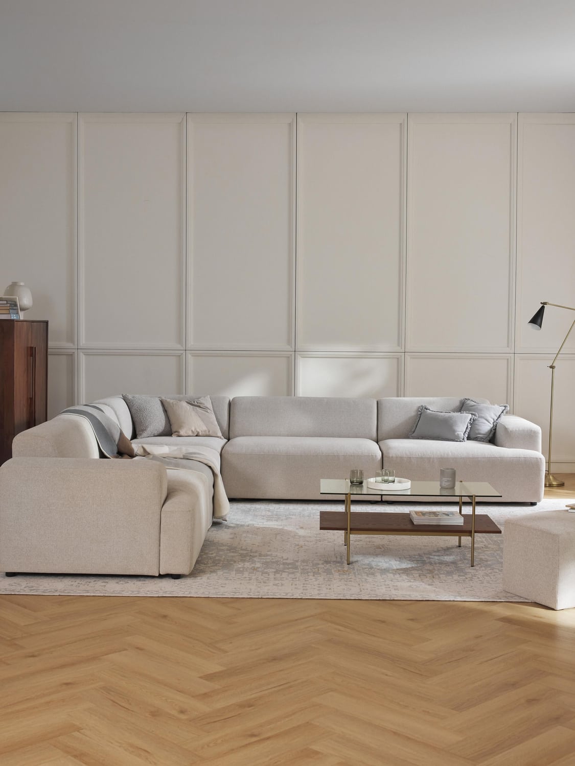 Melva Corner Sofa (4-seater) — Mist Grey