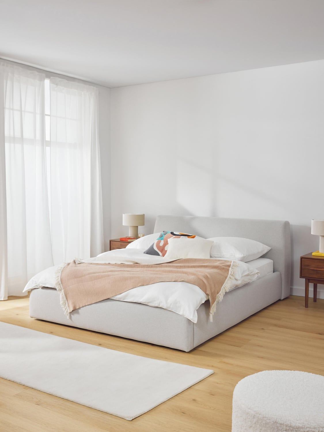 Cloud Upholstered Bed — Pearl Grey
