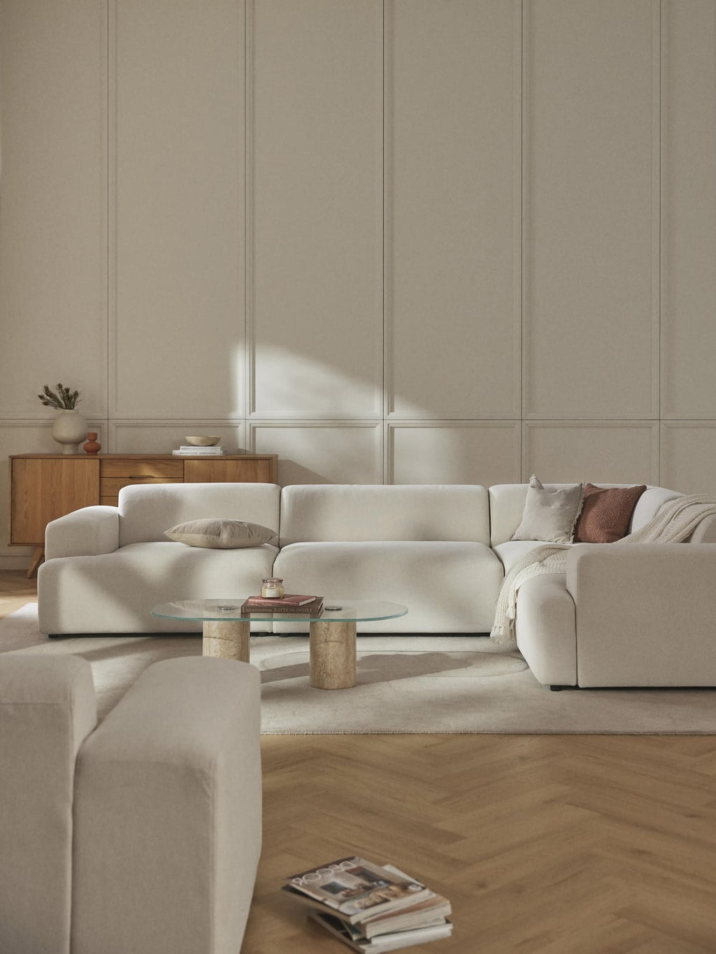 Melva Large Corner Sofa (4-seater) — Ivory