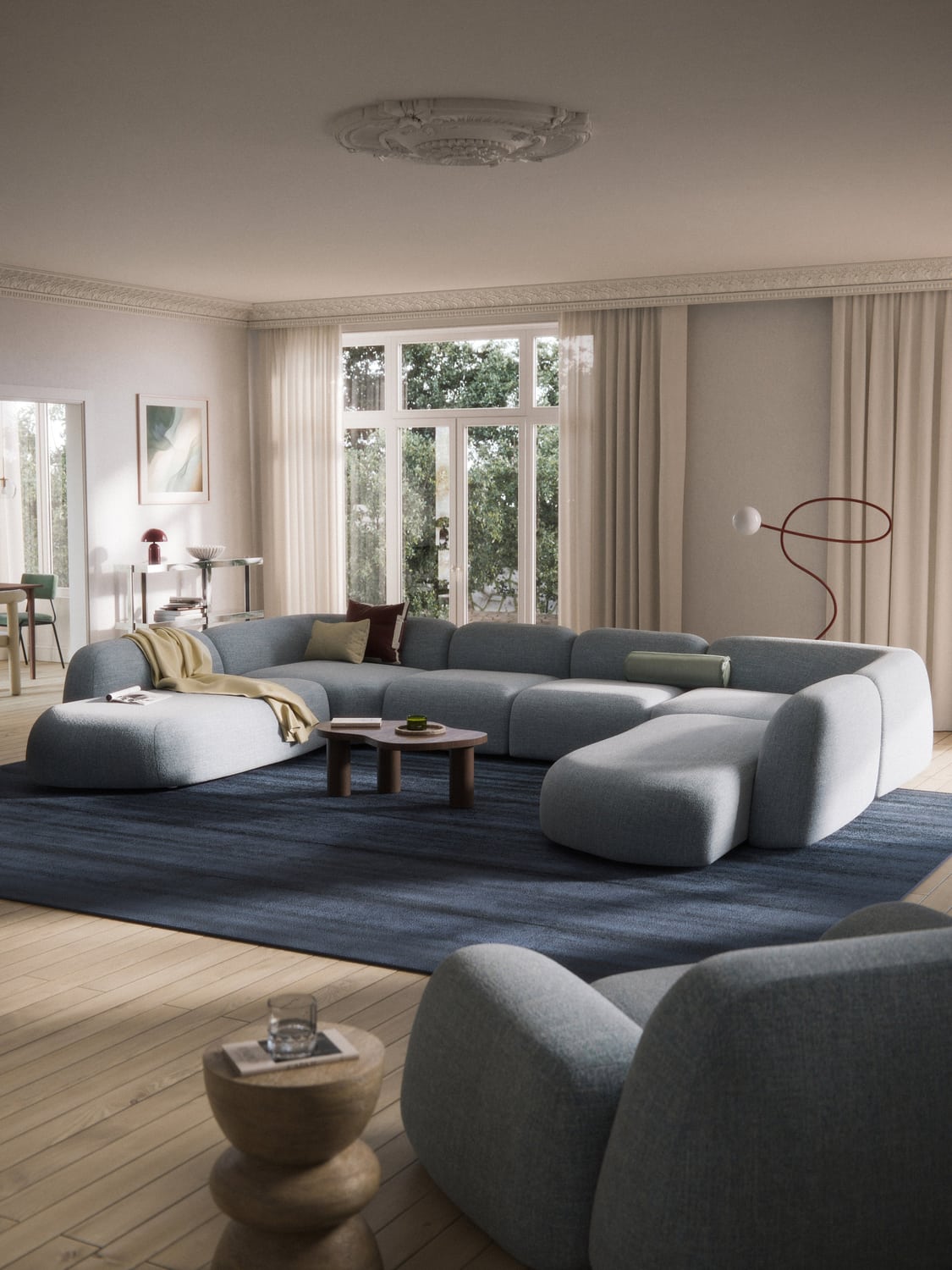 Wolke Modular Bouclé XL Sofa — Pearl Grey