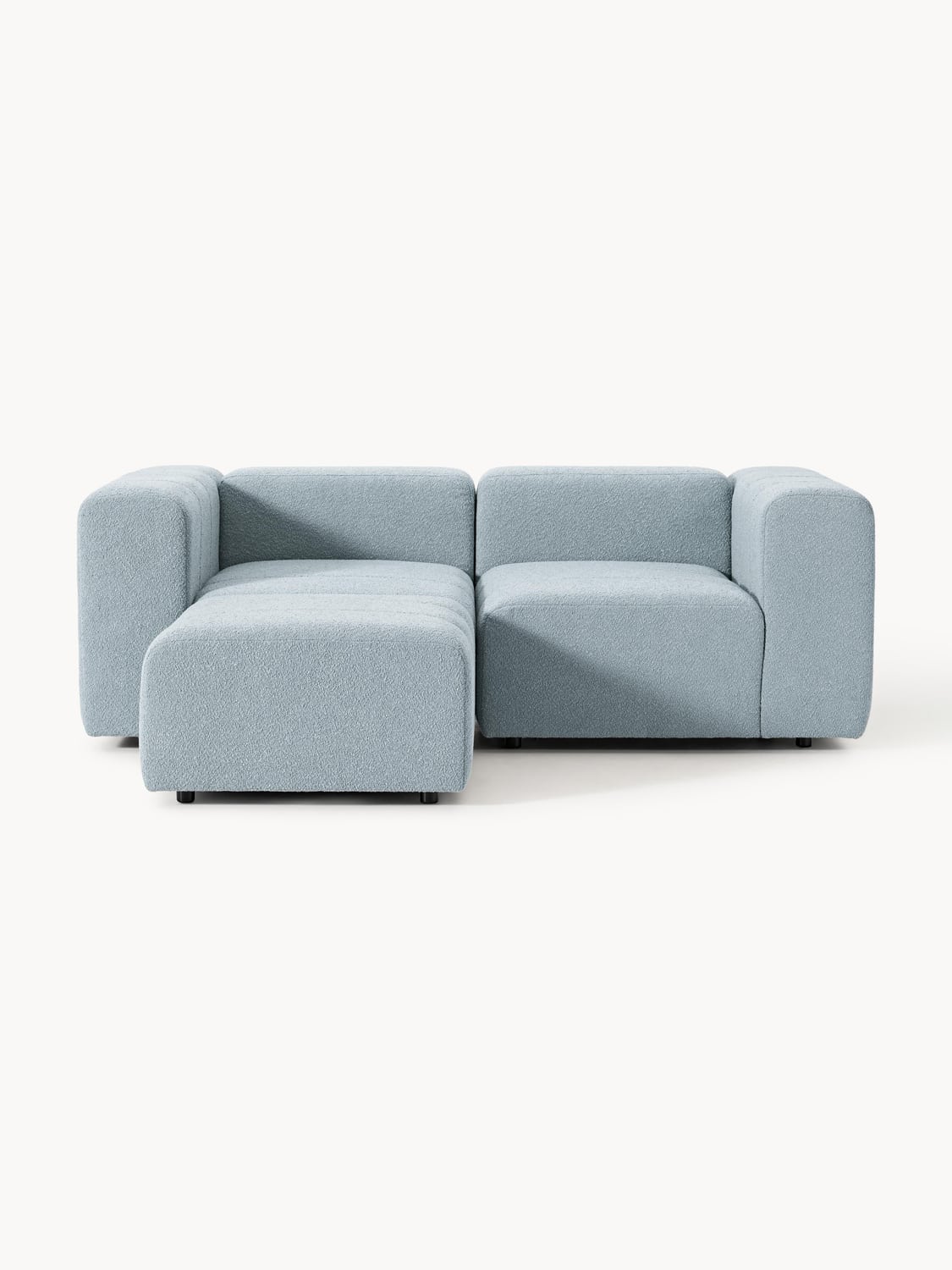 Lena Modular Bouclé Sofa (3-seater) with Ottoman (left/right) — Grey