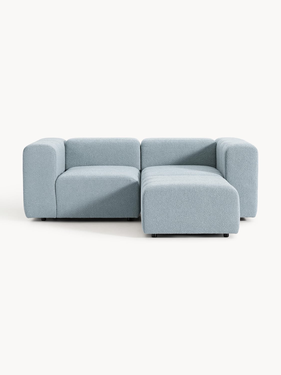 Lena Modular Bouclé Sofa (3-seater) with Ottoman (left/right) — Grey