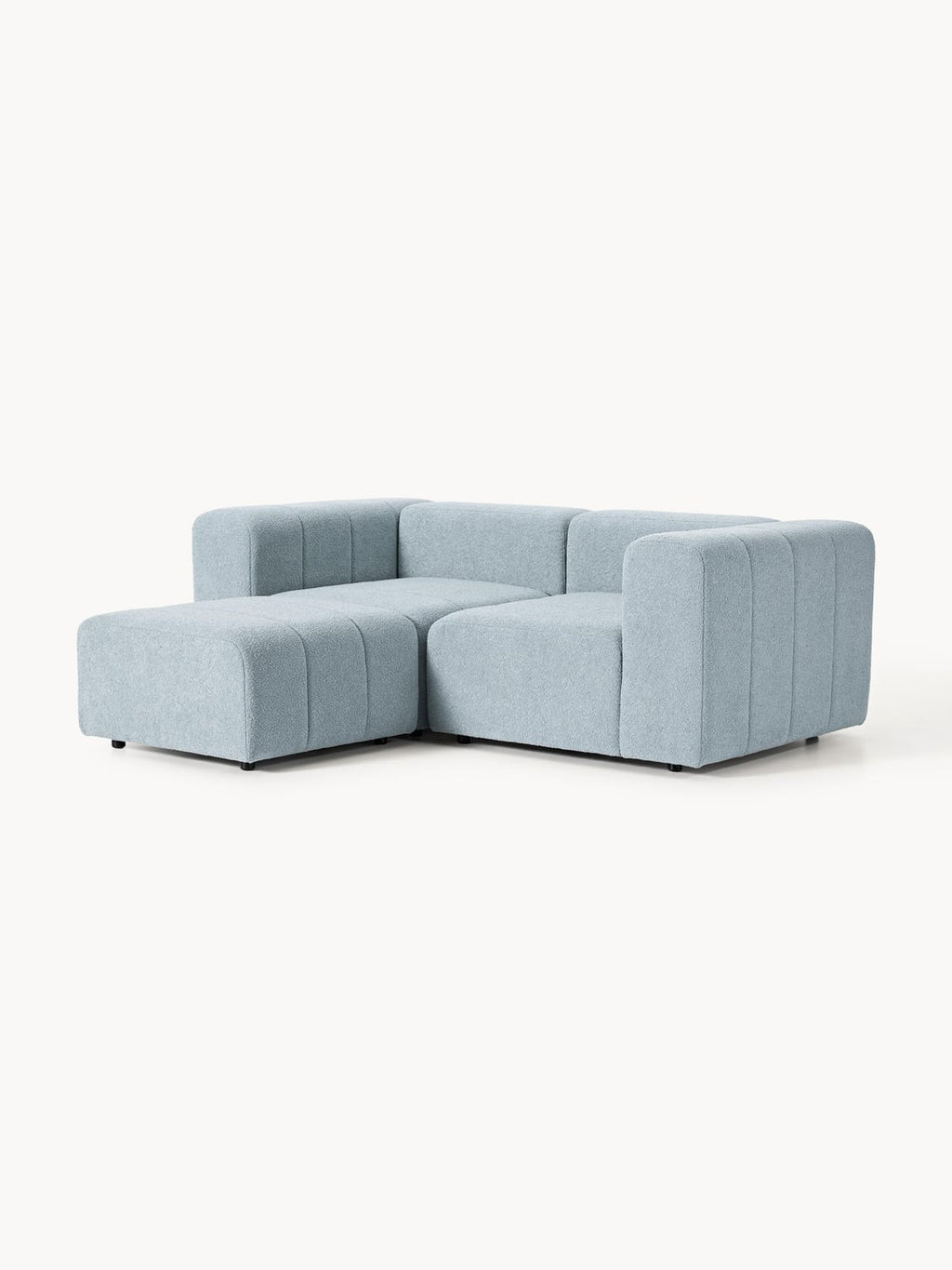 Lena Modular Bouclé Sofa (3-seater) with Ottoman (left/right) — Grey