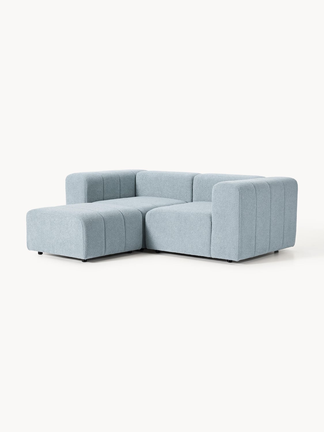 Lena Modular Bouclé Sofa (3-seater) with Ottoman (left/right) — Grey