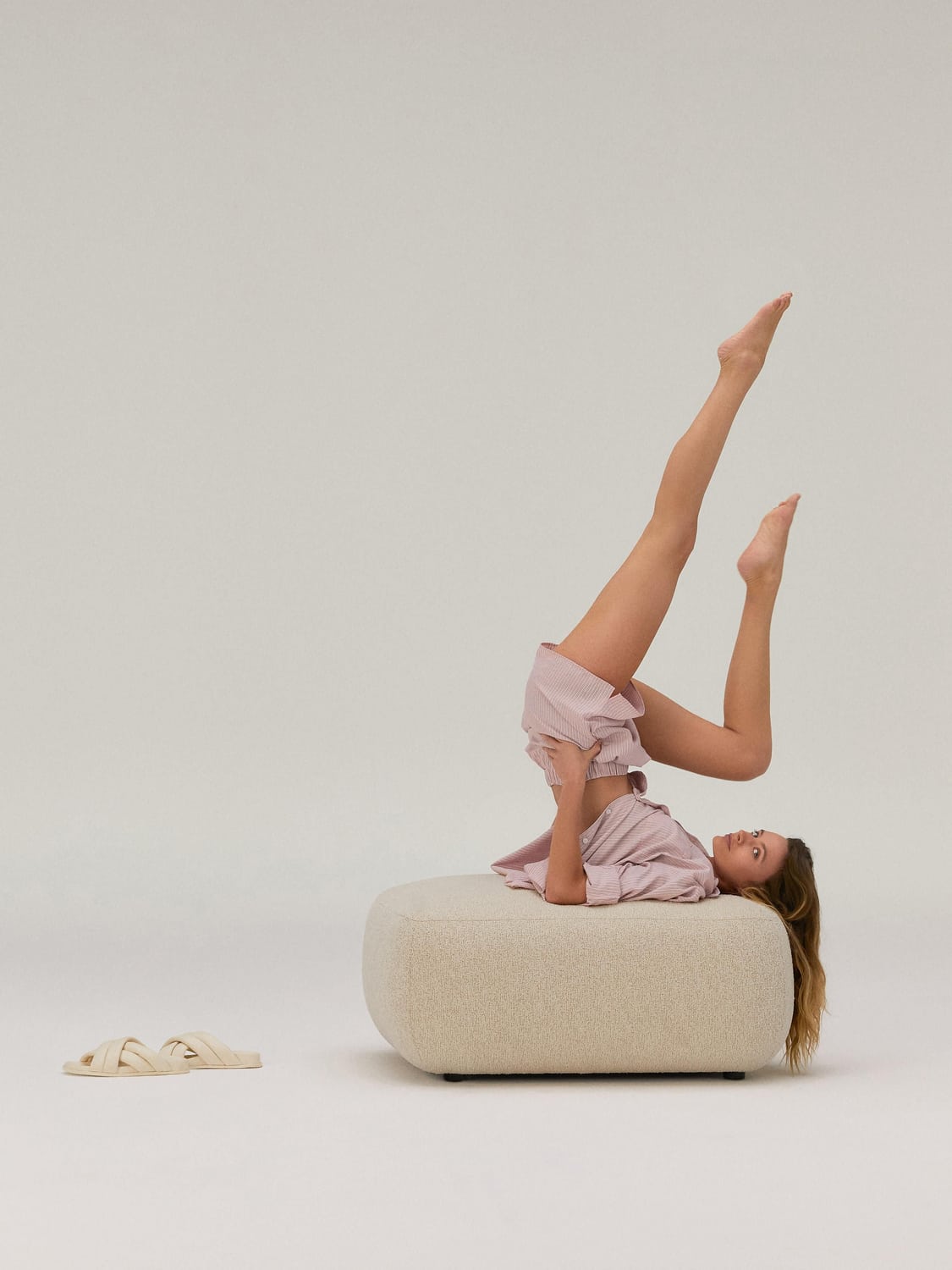 Sofia Bouclé Ottoman — Off-White