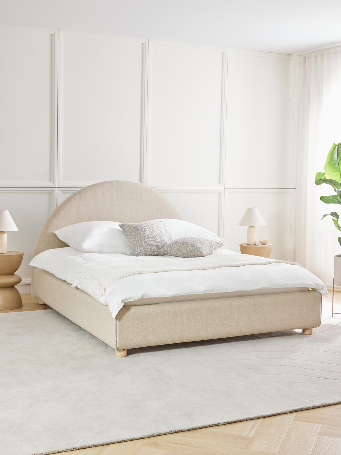Ebba Upholstered Bed with Storage — Blush
