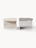 Leander Oval Coffee Tables in Metal and Marble, set of 2