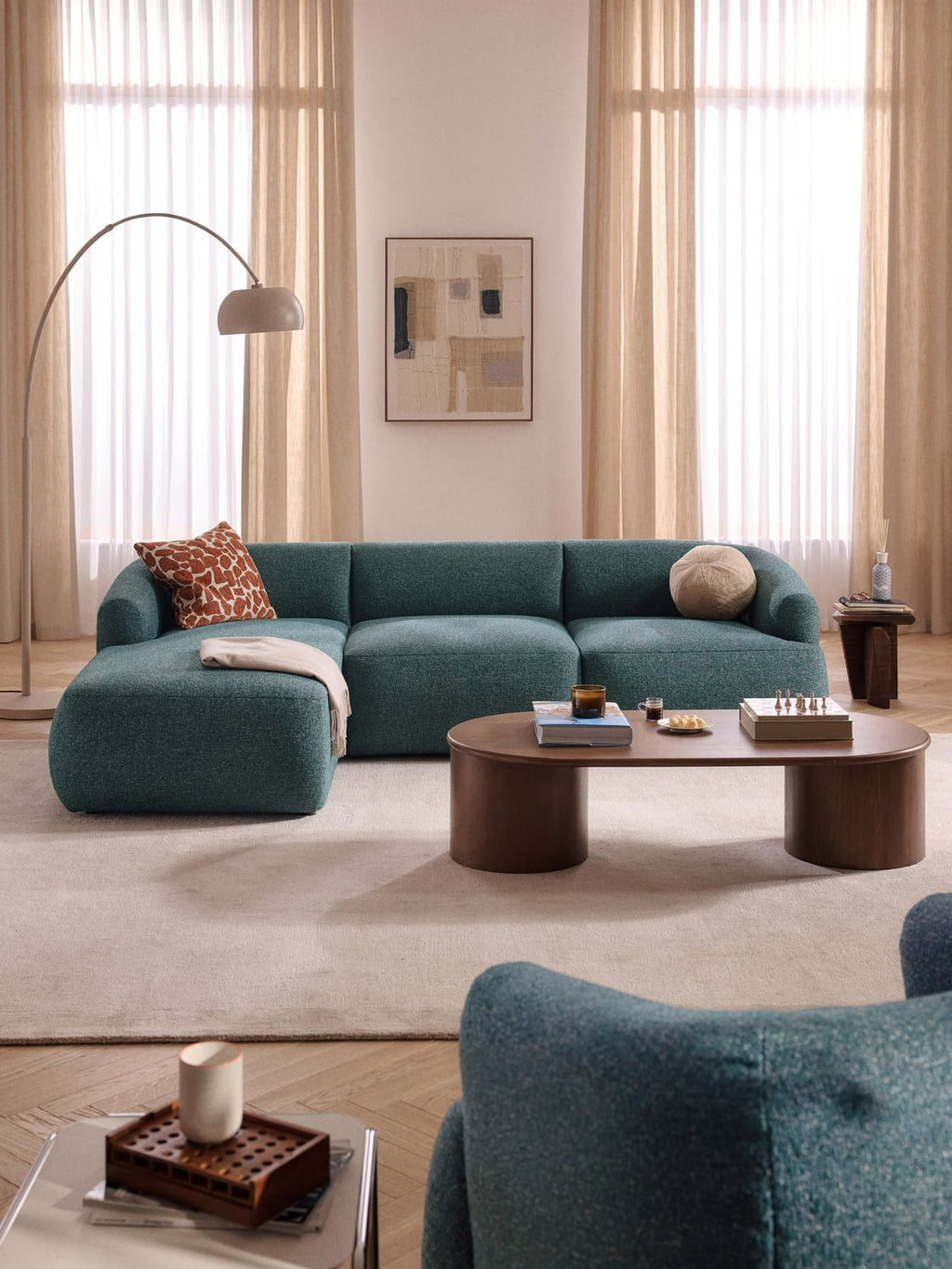 Sofia Modular Bouclé Corner Sofa (3-seater) — Dark Grey
