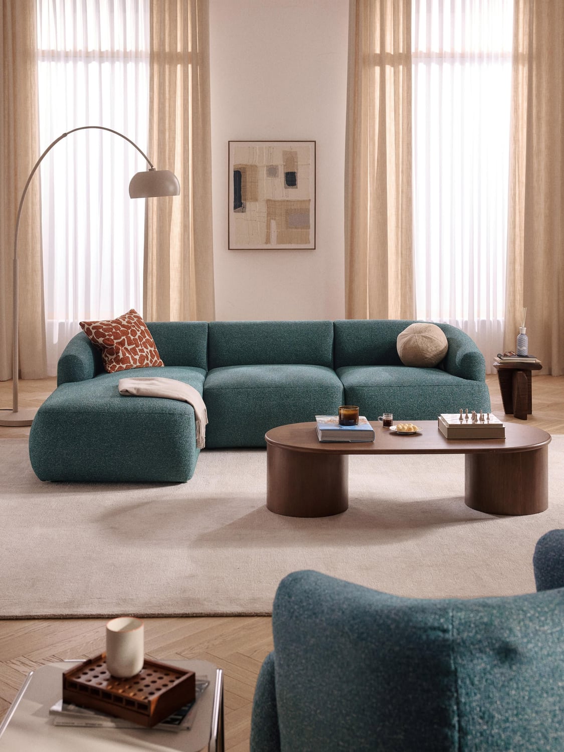 Sofia Modular Bouclé Corner Sofa (3-seater) — Dark Grey