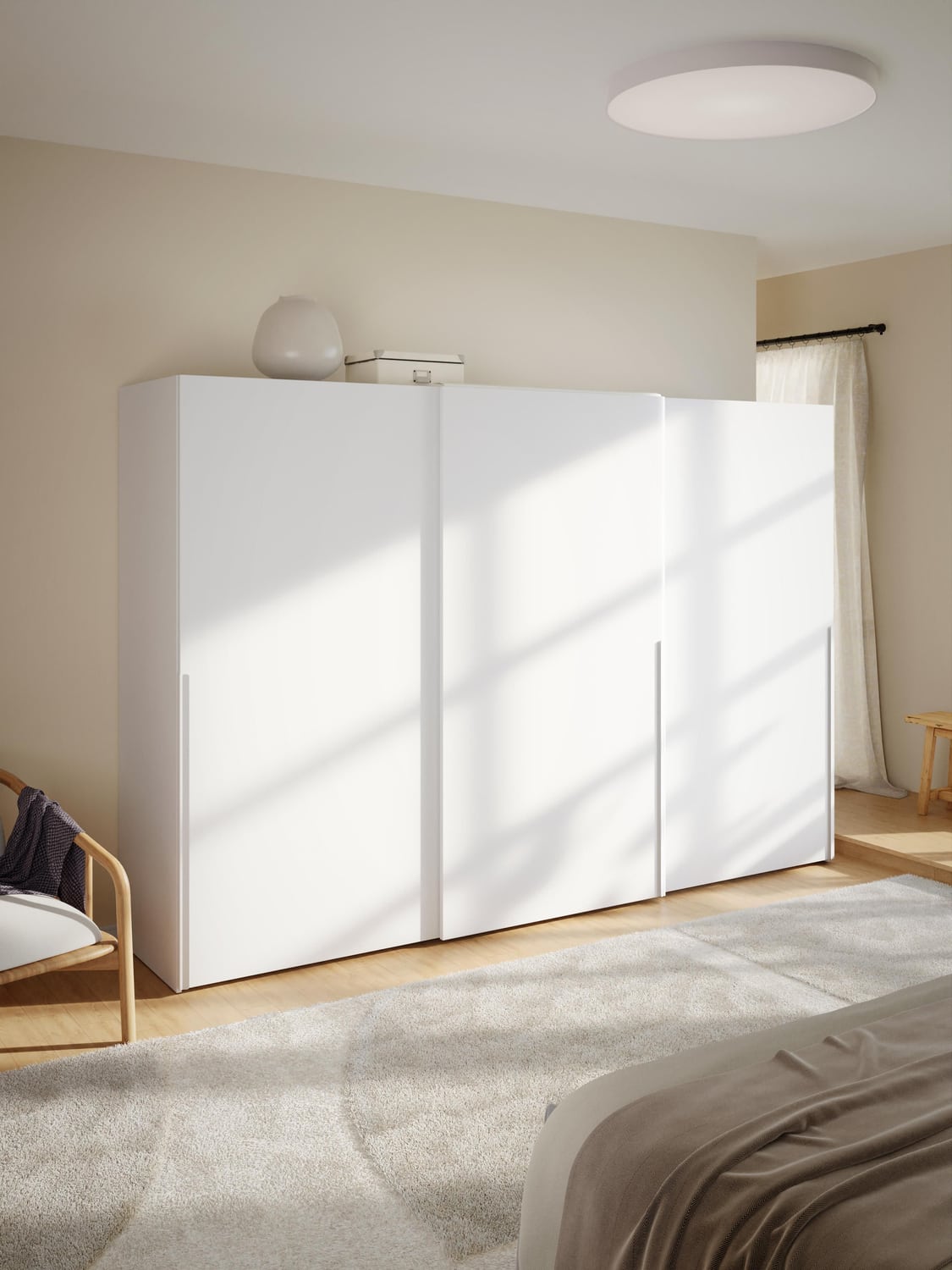 Leon Modular Sliding-Door Wardrobe, 300 cm Width, in various sizes — Off-White