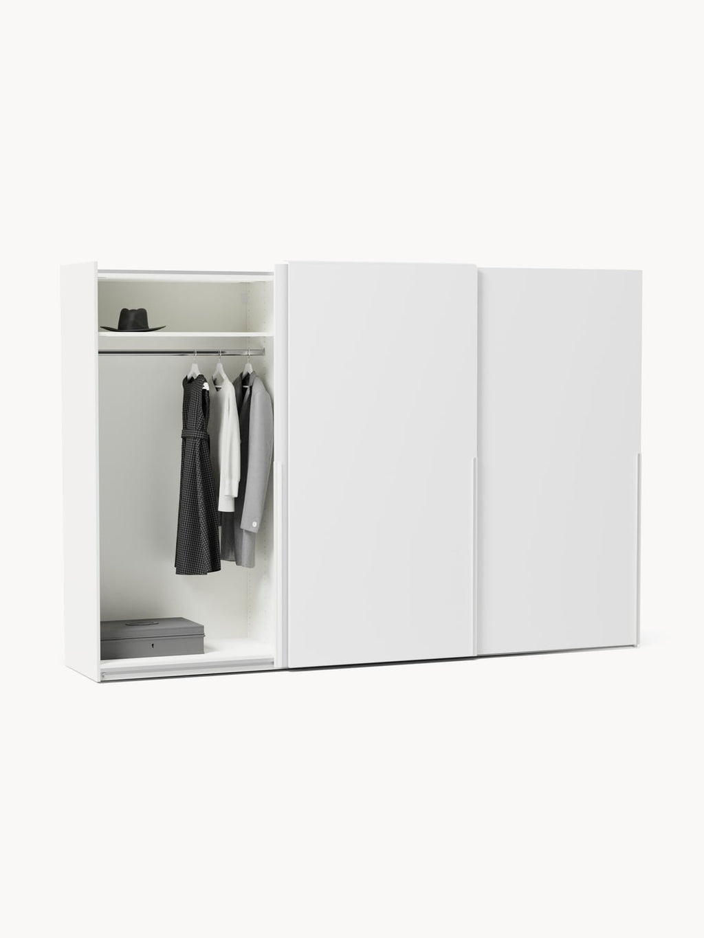 Leon Modular Sliding-Door Wardrobe, 300 cm Width, in various sizes — Off-White