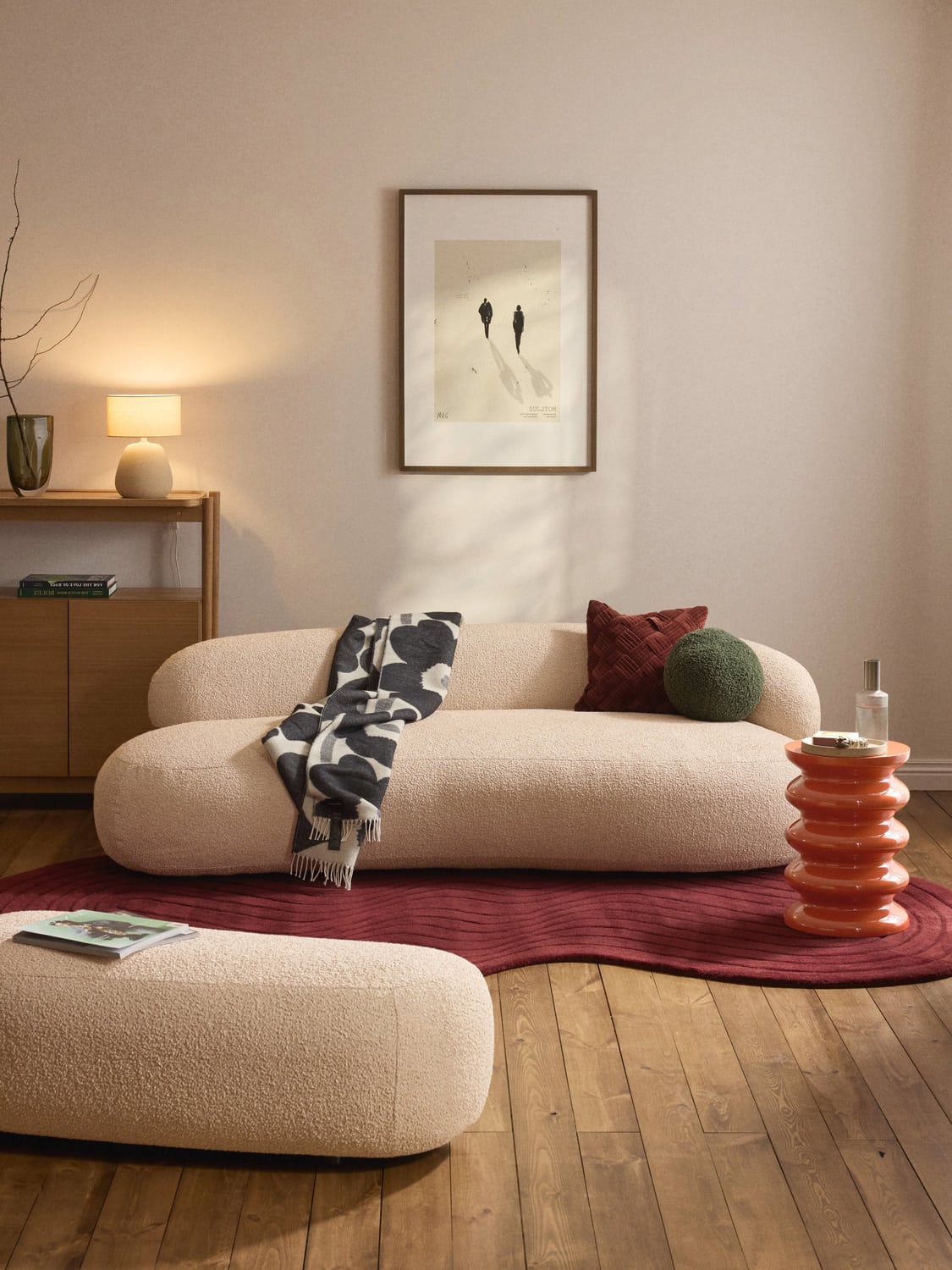 Alba Bouclé Sofa (3-seater) — Blush