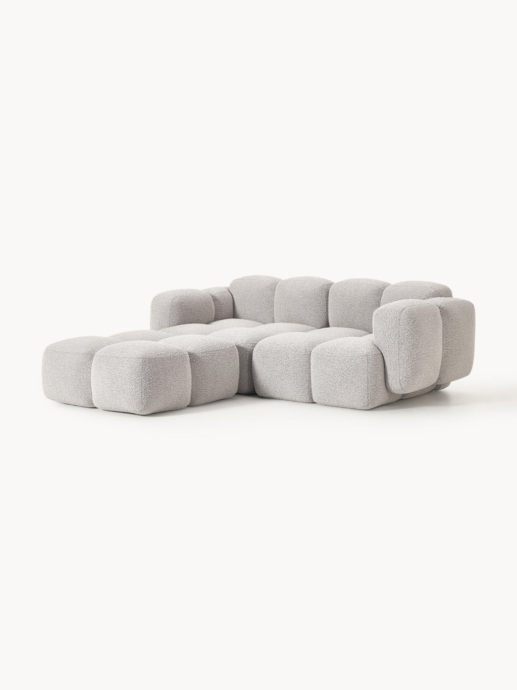 Tayla Modular Sofa (3-seater) in Bouclé with Ottoman (left/right) — Oatmeal