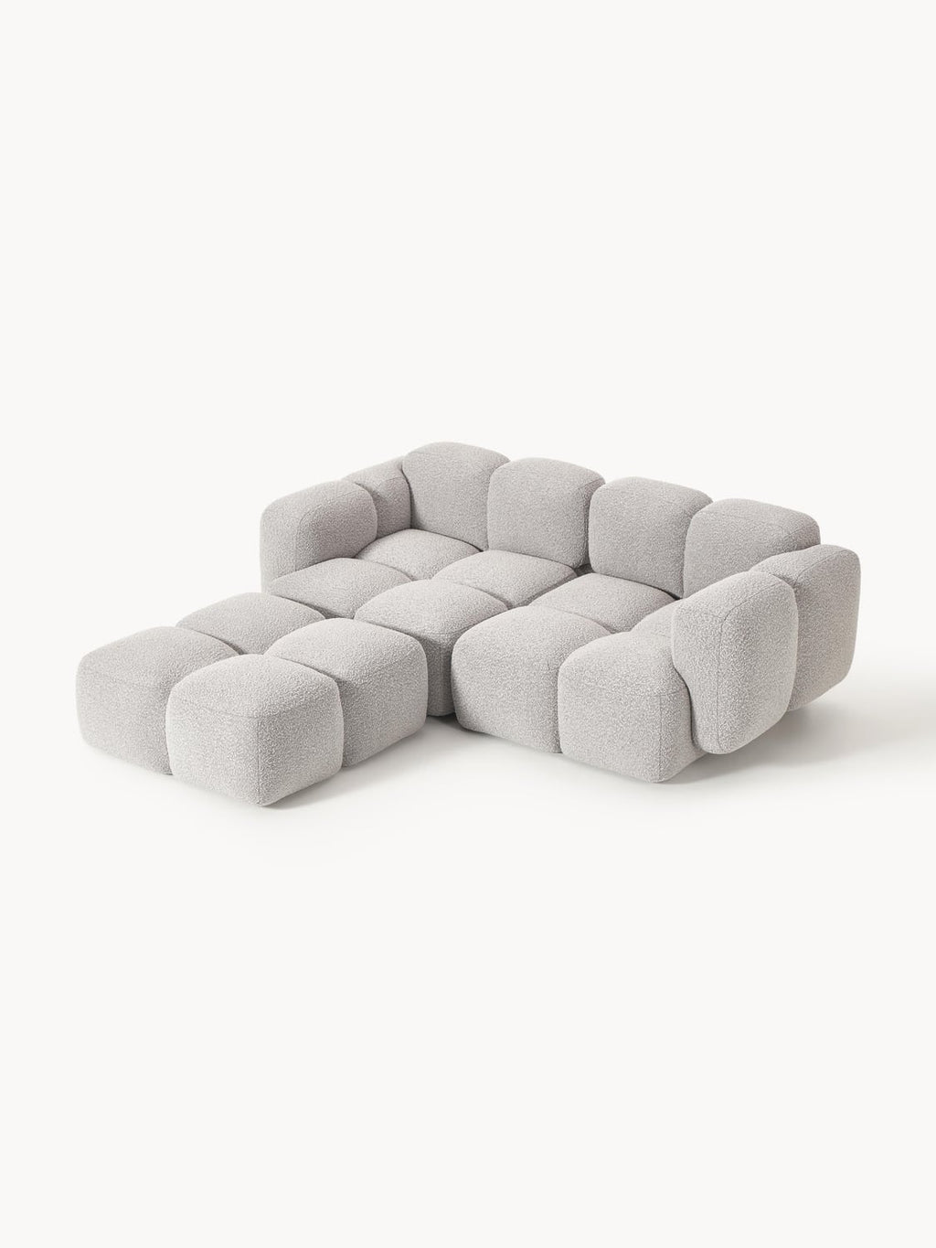 Tayla Modular Sofa (3-seater) in Bouclé with Ottoman (left/right) — Oatmeal