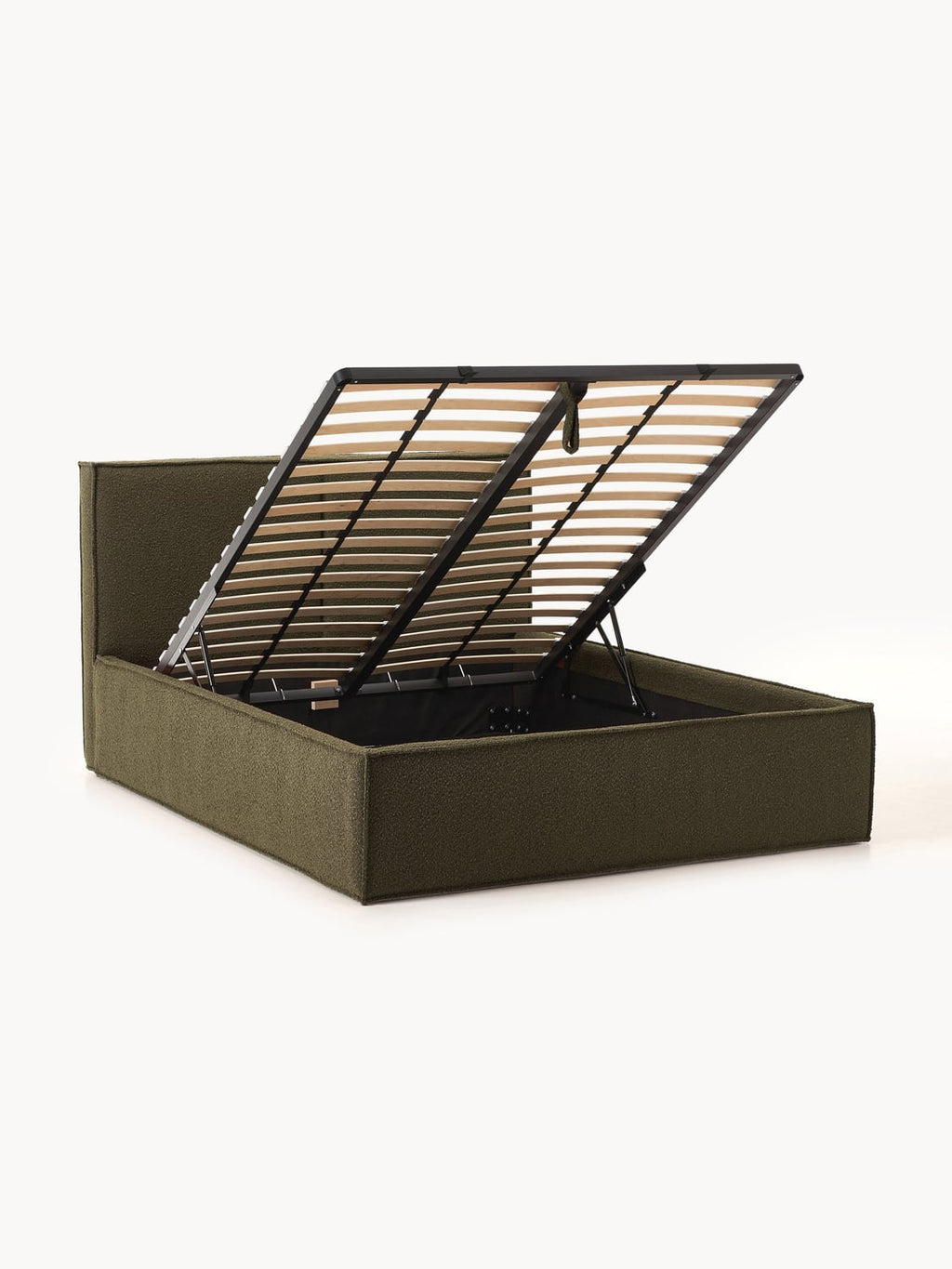 Dream Bouclé Upholstered Bed with Storage — Dark Grey