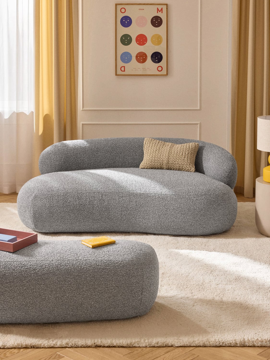 Alba Bouclé Sofa (2-seater) — Grey