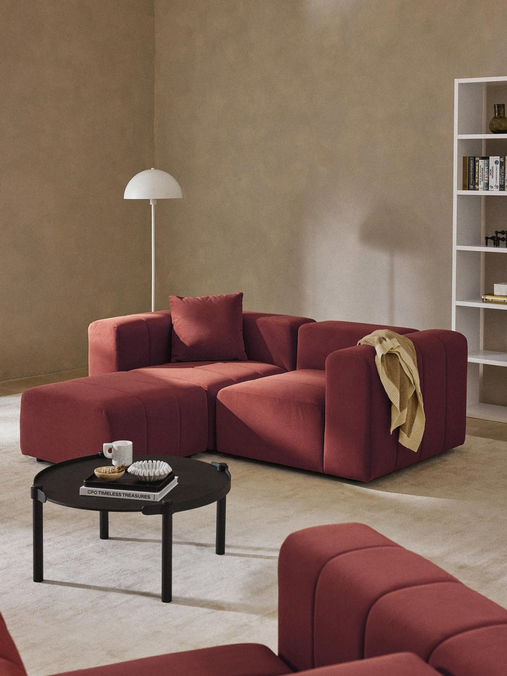 Lena Velvet-Sofa Ottoman — Brown