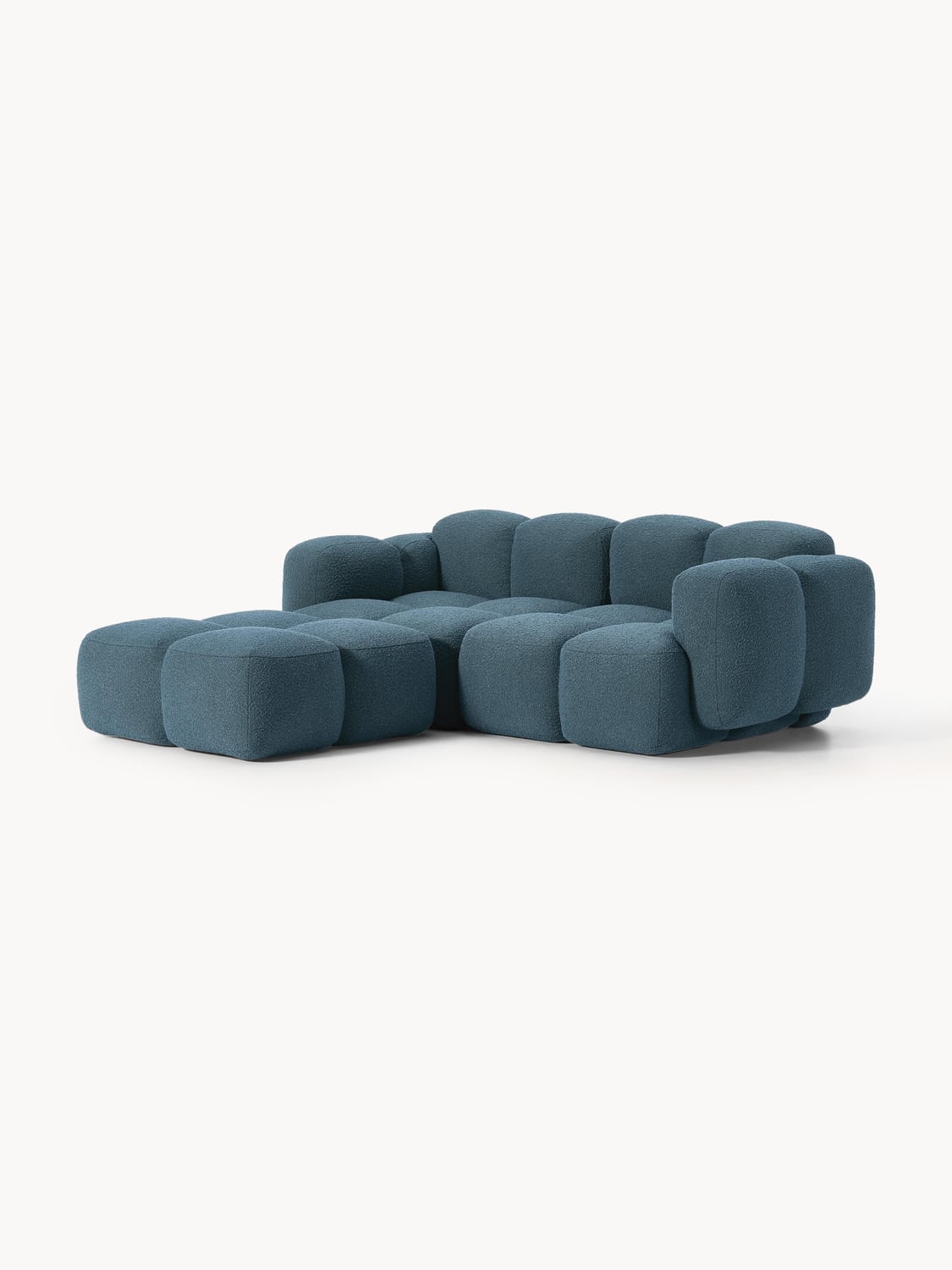 Tayla Modular Sofa (3-seater) in Bouclé with Ottoman (left/right) — Dark Grey