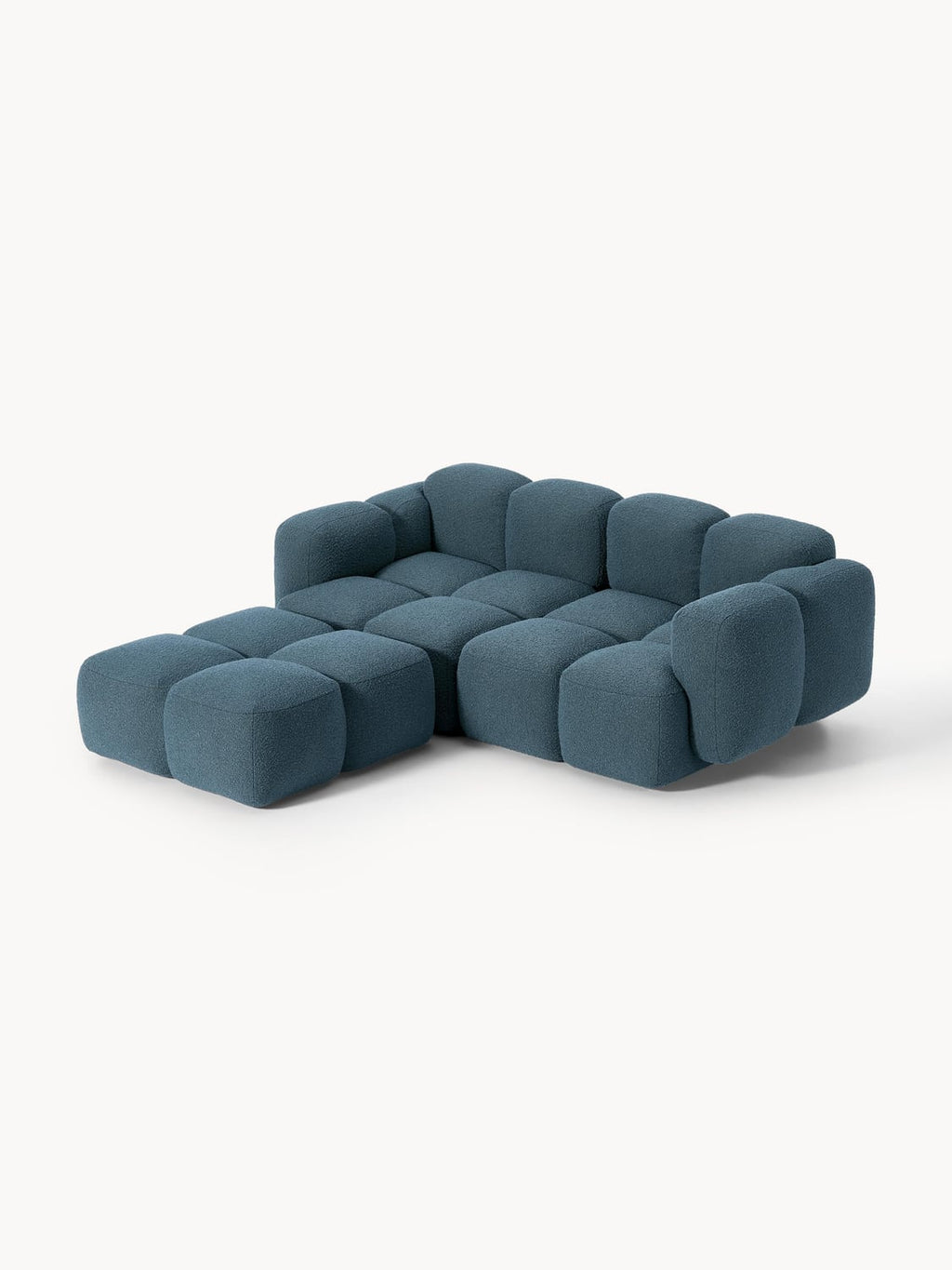 Tayla Modular Sofa (3-seater) in Bouclé with Ottoman (left/right) — Dark Grey