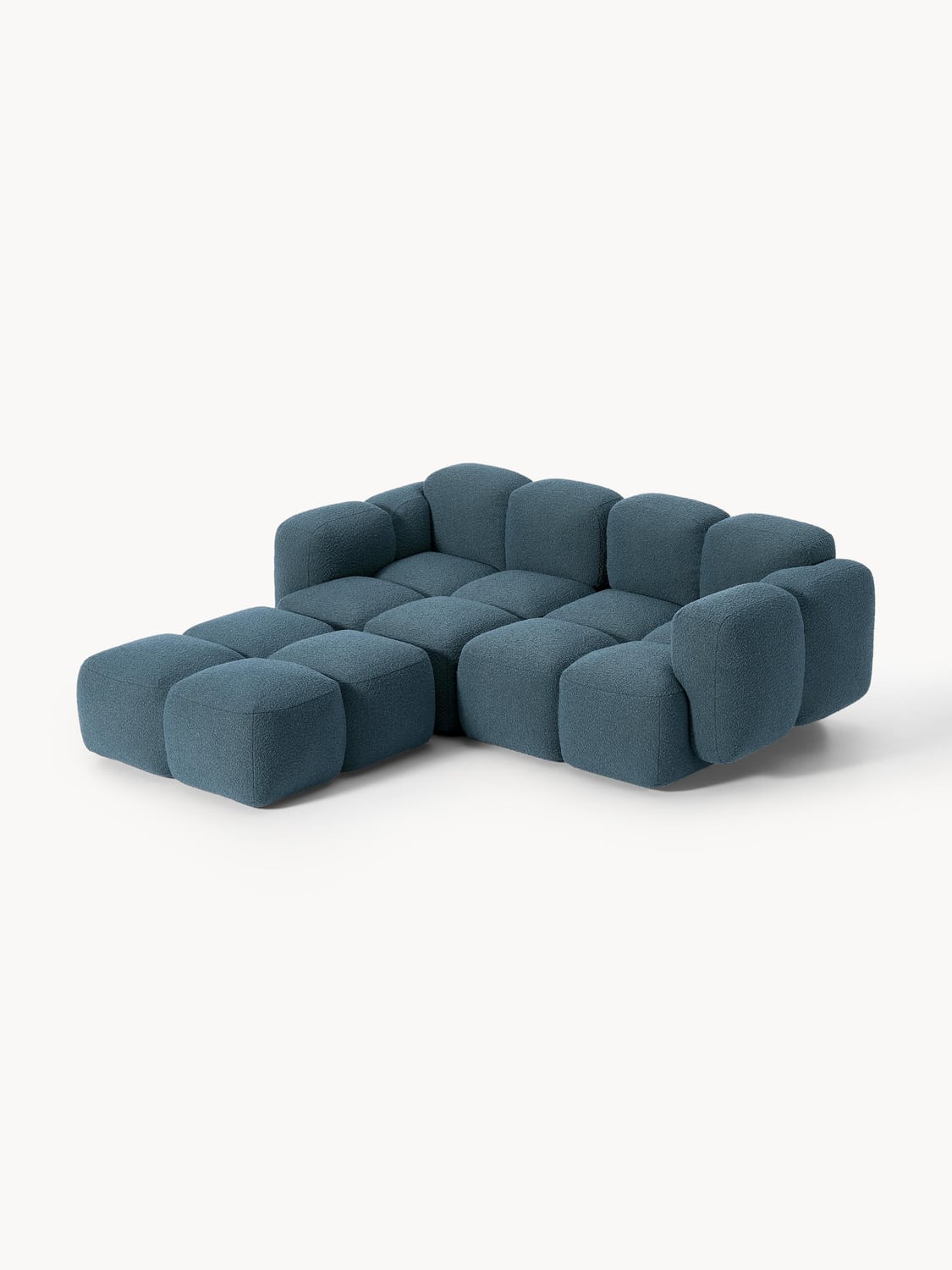 Tayla Modular Sofa (3-seater) in Bouclé with Ottoman (left/right) — Dark Grey