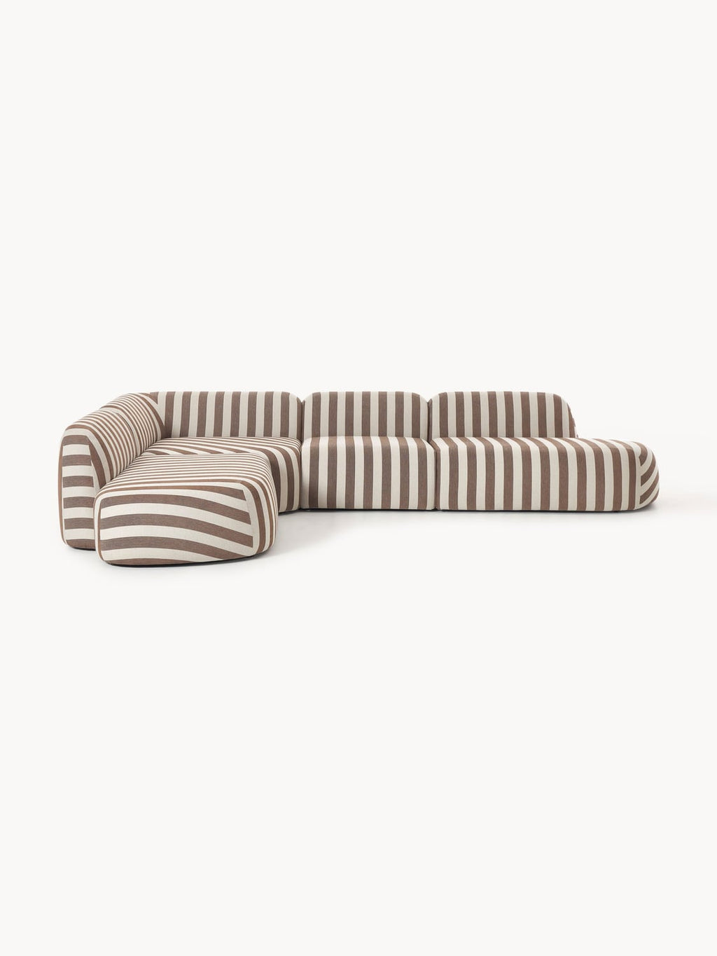Wolke Modular Striped XL Corner Sofa with Chaise Longue — Greige