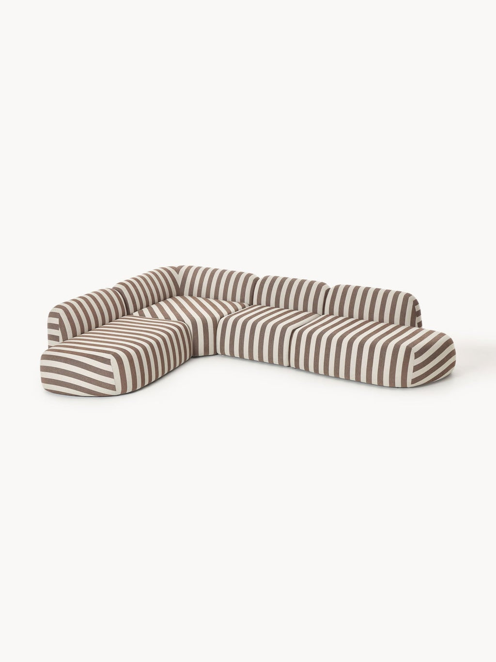 Wolke Modular Striped XL Corner Sofa with Chaise Longue — Greige
