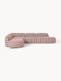 Wolke Modular Striped XL Corner Sofa with Chaise Longue — Stone Grey