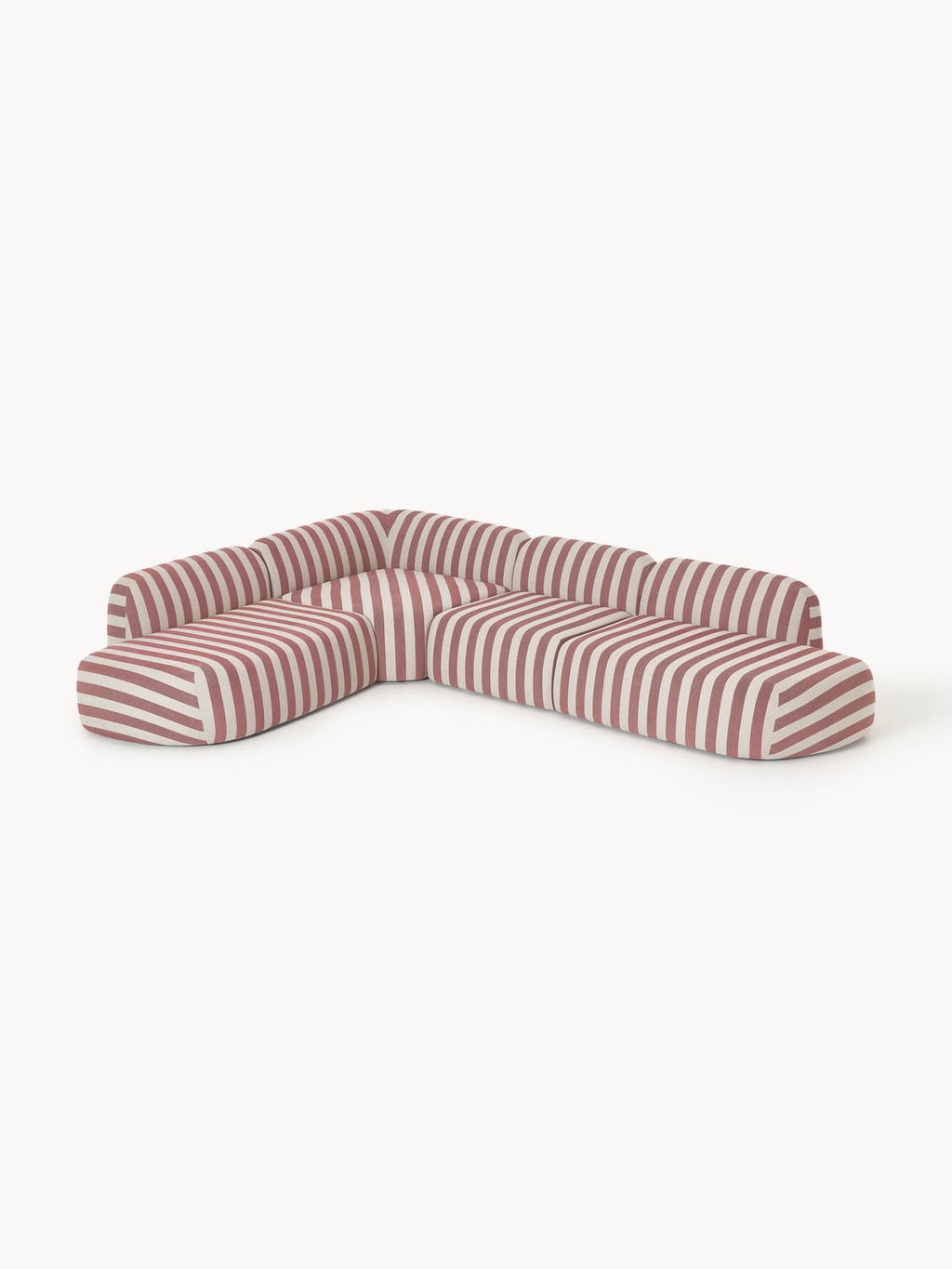 Wolke Modular Striped XL Corner Sofa with Chaise Longue — Stone Grey