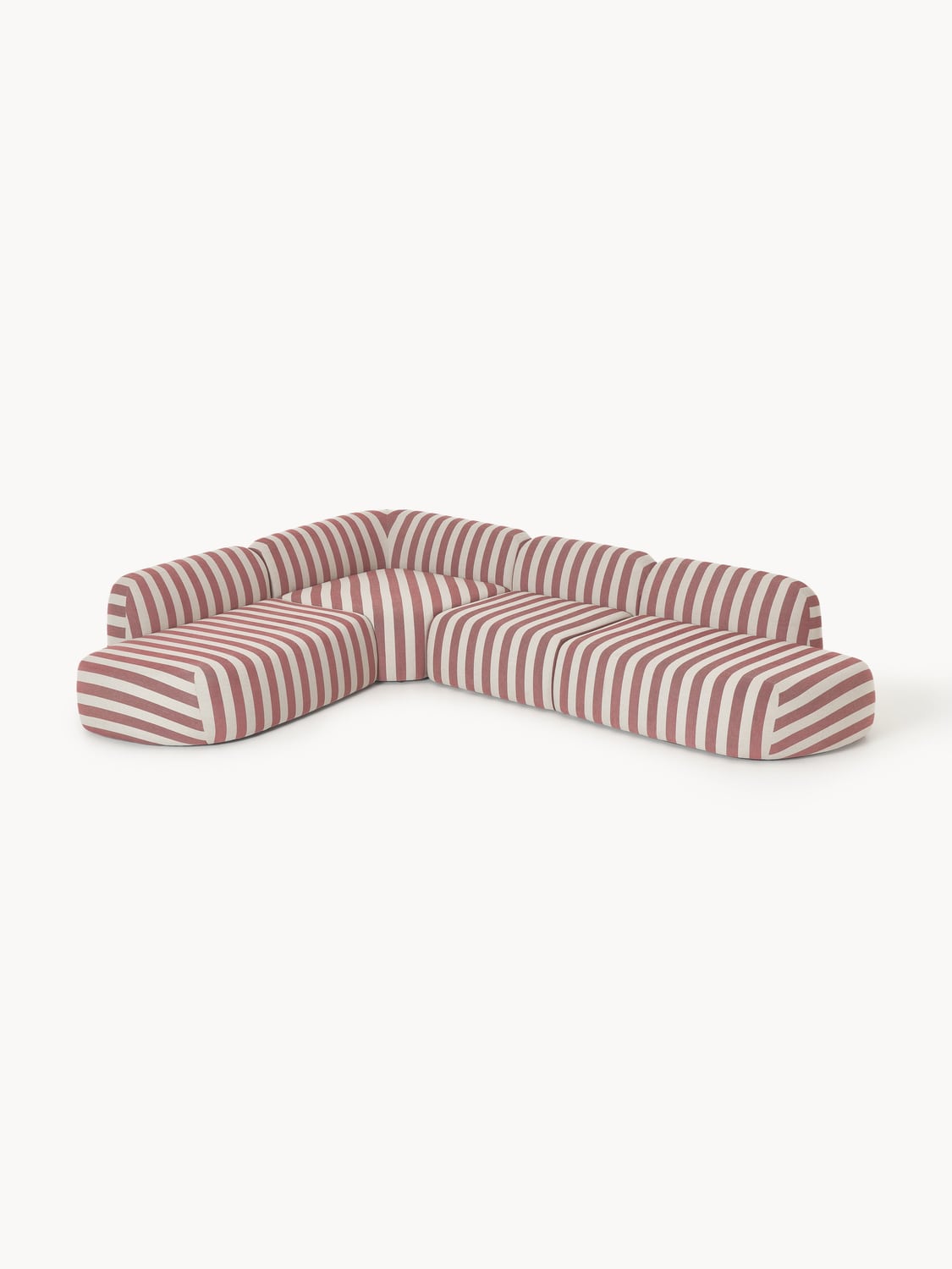 Wolke Modular Striped XL Corner Sofa with Chaise Longue — Stone Grey