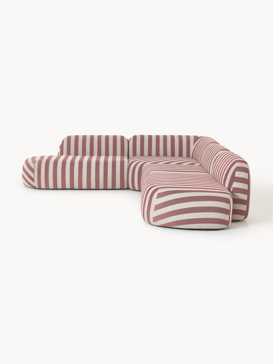 Wolke Modular Striped XL Corner Sofa with Chaise Longue — Stone Grey