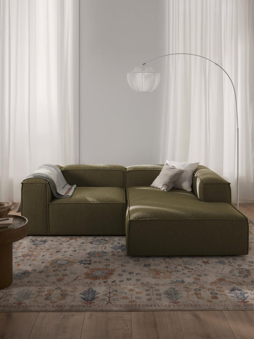 Lennon Modular Bouclé Corner Sofa (2-seater) — Brown