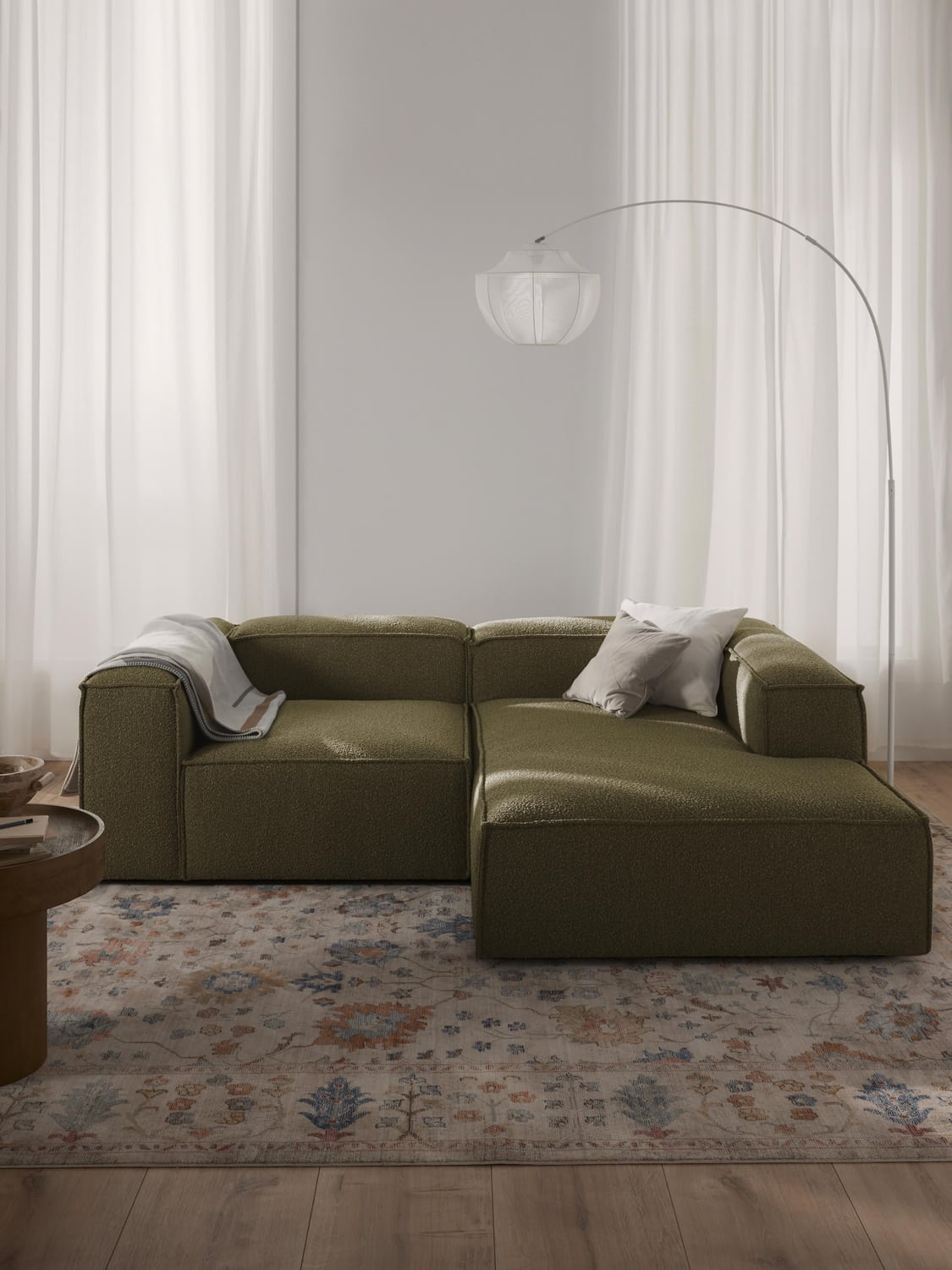 Lennon Modular Bouclé Corner Sofa (2-seater) — Brown