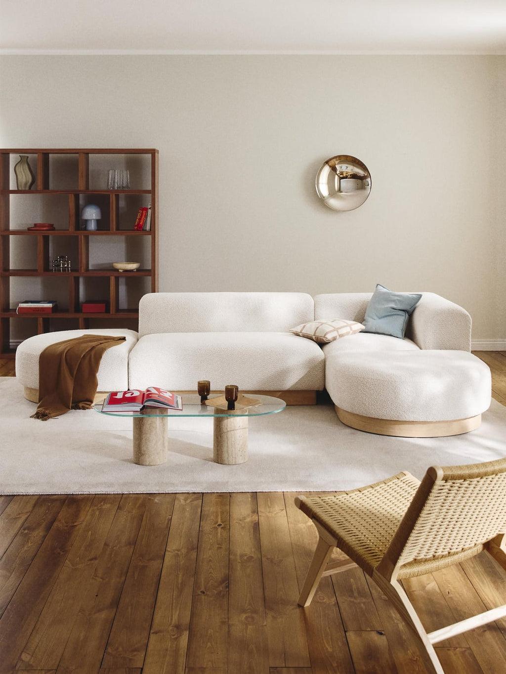 Natalie Modular Corner Sofa in Teddy Bouclé — Pearl Grey