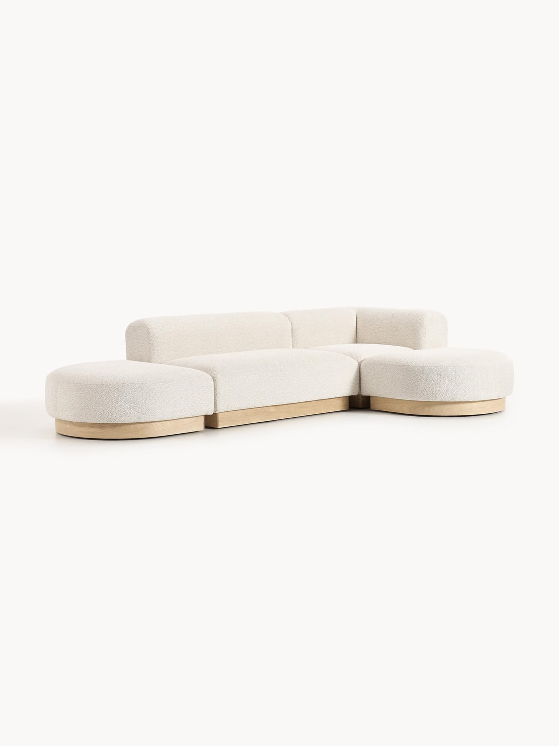 Natalie Modular Corner Sofa in Teddy Bouclé — Pearl Grey
