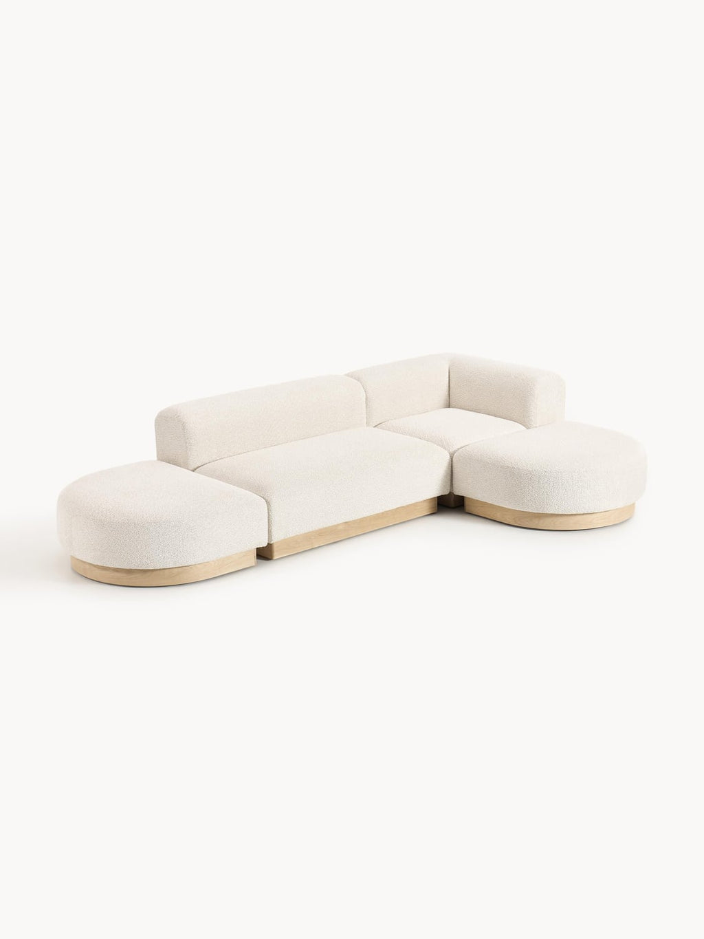 Natalie Modular Corner Sofa in Teddy Bouclé — Pearl Grey
