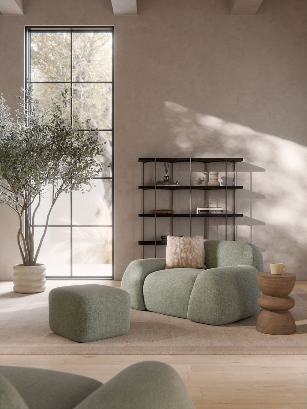 Wolke Bouclé Sofa Ottoman